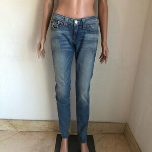 True Religion JULIE Y2K Blue Denim Skinny Jeans Women’s Size 28 Liw-Rise Elastic